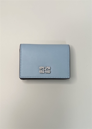 A6394 Strass Bou flap card holder Icy Blue Ganni 